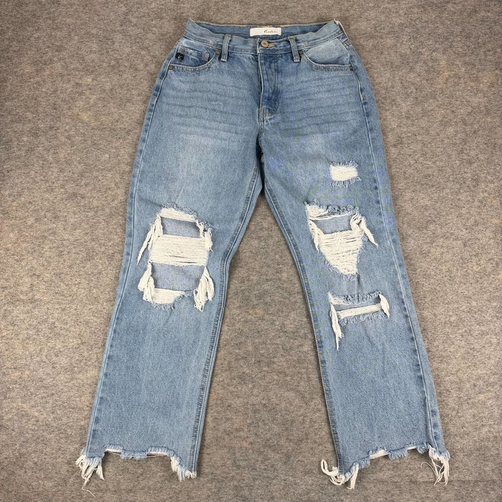 Kancan Rania High Rise Straight Leg Jeans 27" Button Fly Blue Womens 5 26
